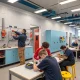 Students working in electrical engineering classroom lab