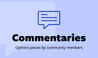 Commentaries banner with speech bubble icon