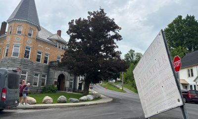 Historic brick building with turret at intersection