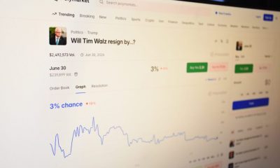 Polymarket page showing Tim Walz resignation odds