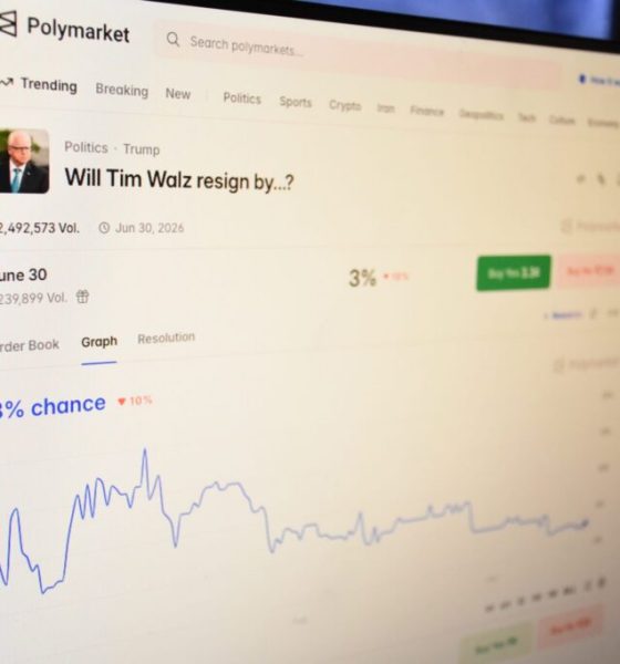 Polymarket page showing Tim Walz resignation odds