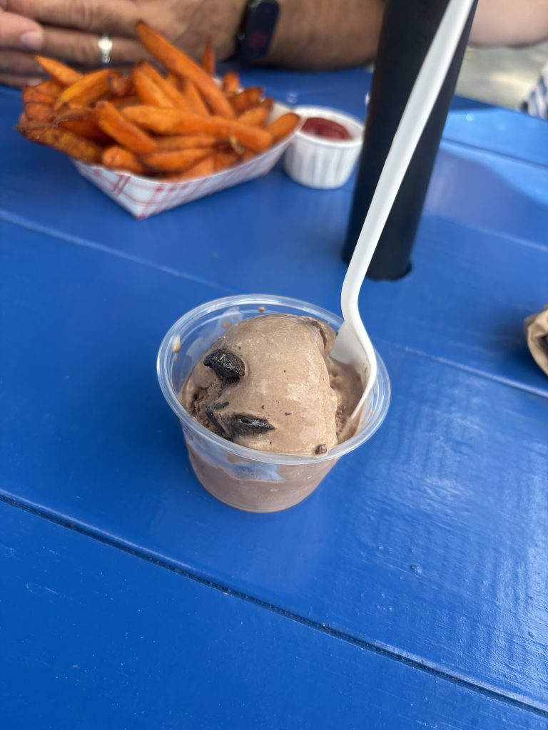 Chocolate ice cream and sweet potato fries