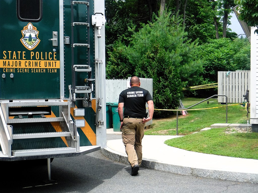 State police crime scene unit outside residence