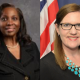 Two professional women in formal headshots
