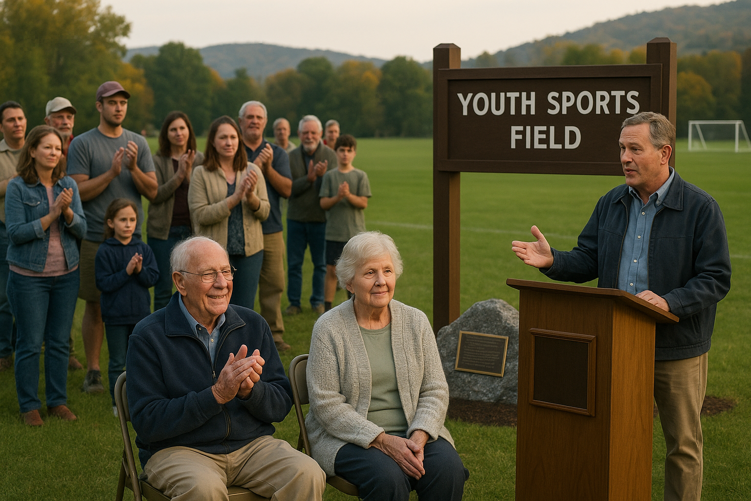 Pownal Dedicates Youth Sports Field to Jim and Nell Winchester