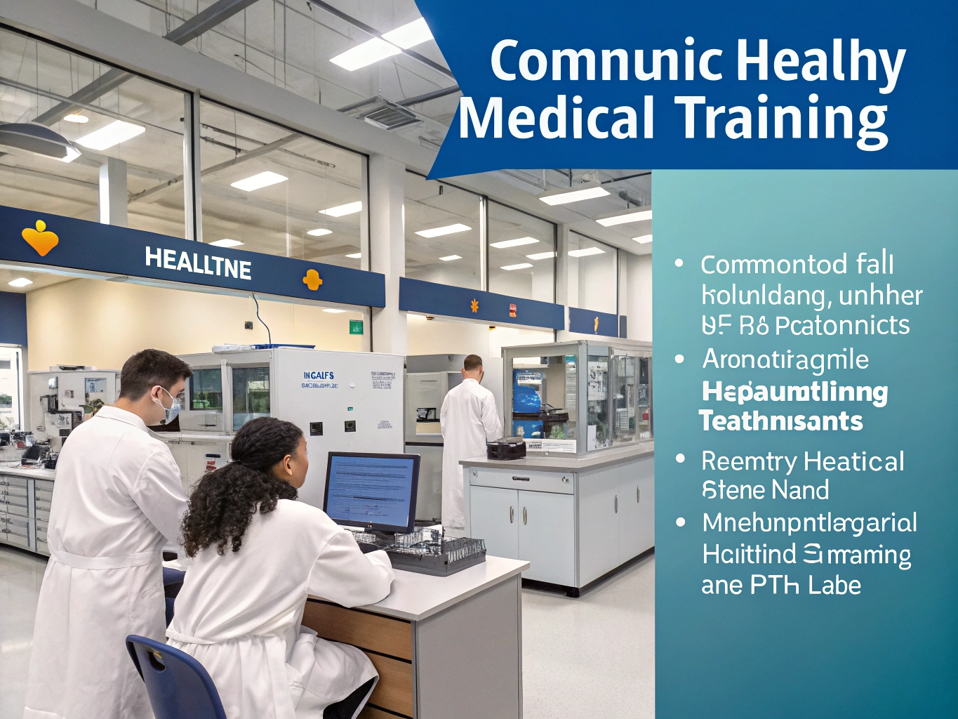 Medical students training in modern laboratory classroom