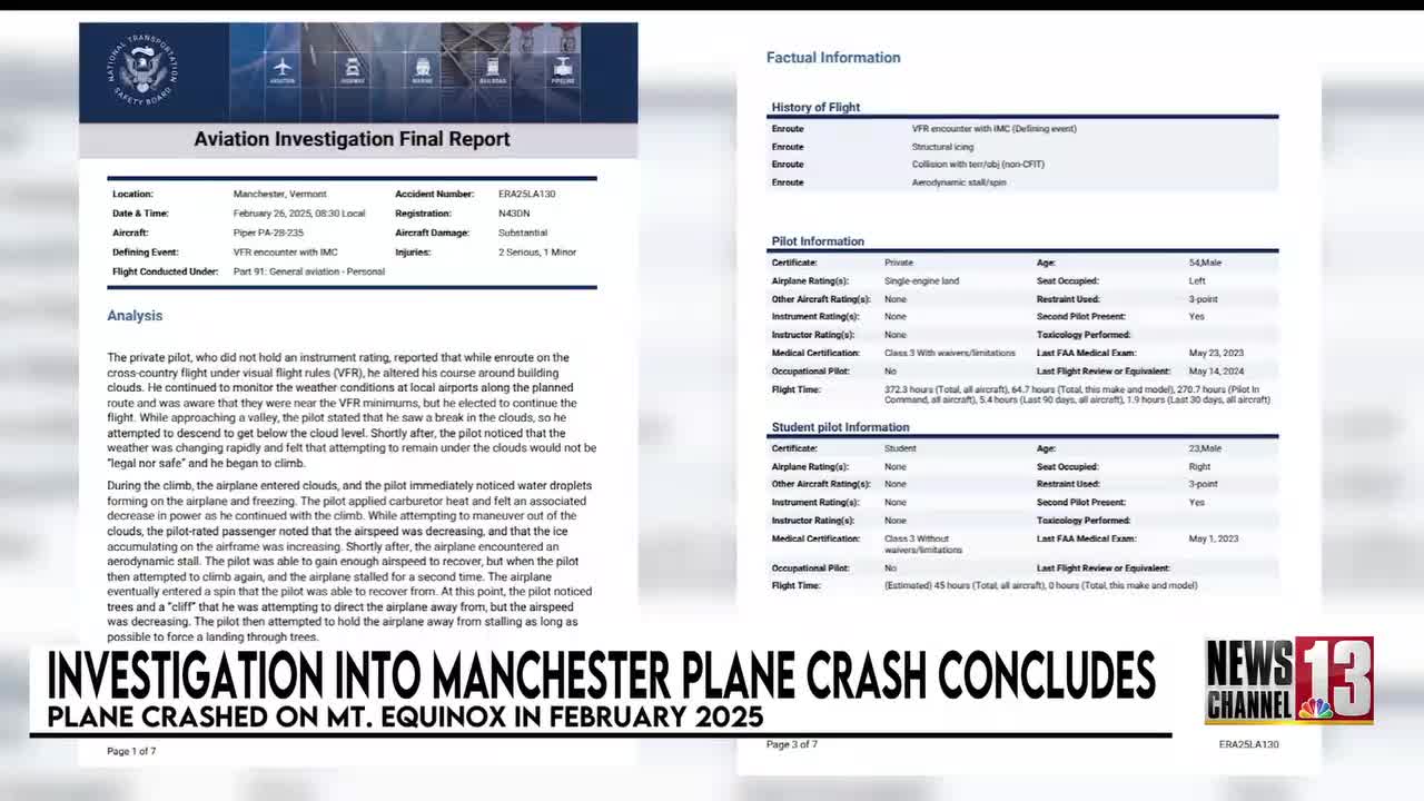 Aviation report on Manchester plane crash investigation