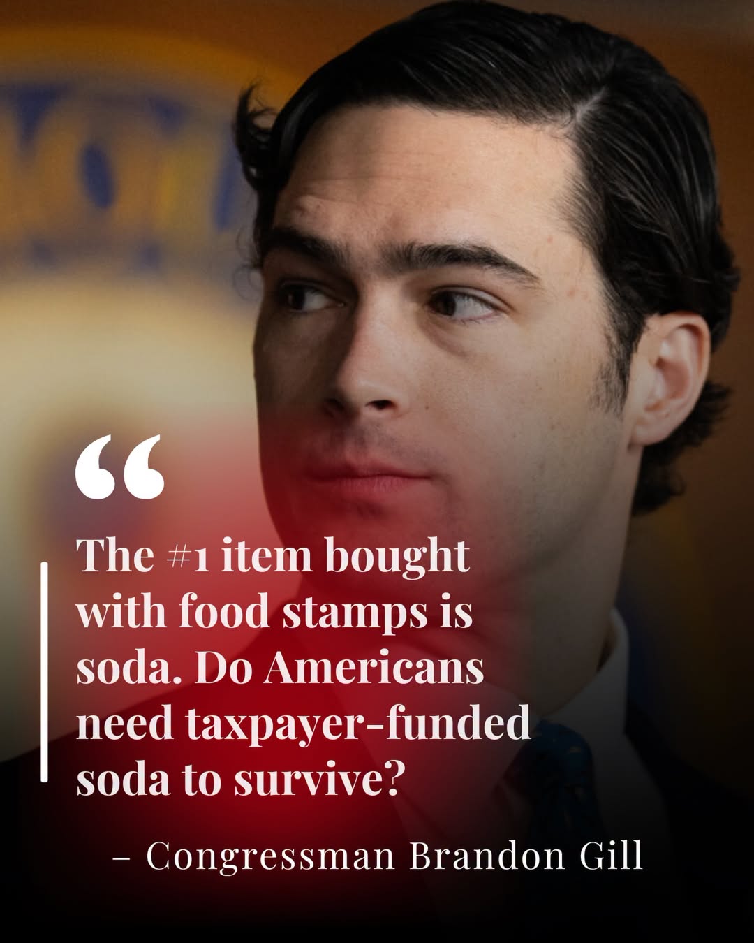 Man with quote about food stamps and soda