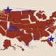 Stylized red map of the United States