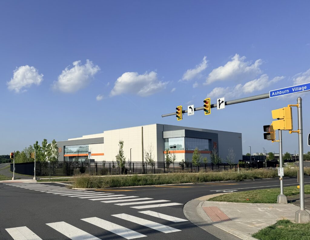 Modern data center building at Ashburn intersection