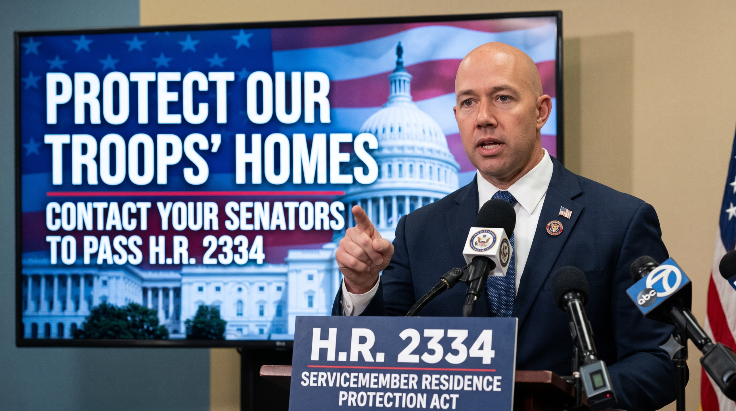 Politician speaking at podium about H.R. 2334