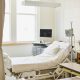 Empty hospital room with bed and equipment