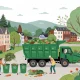 Compost truck collecting organic waste in neighborhood