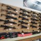 Wall display of AR-style rifles in gun store