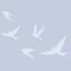 White bird silhouettes flying on light blue background