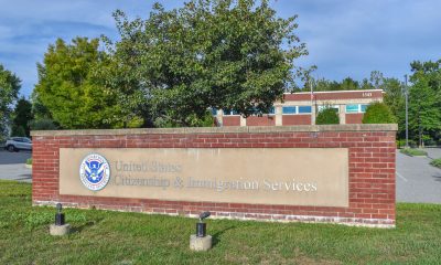 USCIS brick sign outside government building