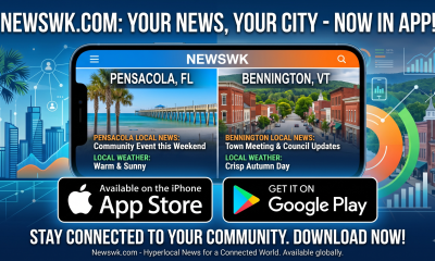 Newswk app advertisement featuring Pensacola and Bennington local news