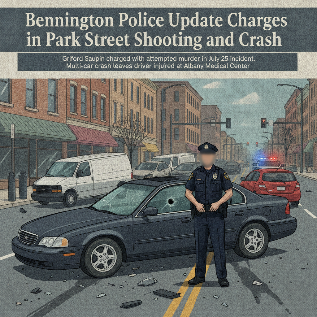 Bennington Police Update Charges in Park Street Shooting and Crash