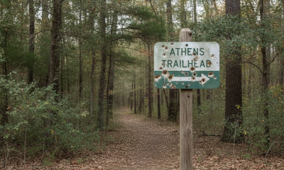 Police Seek Tips After Trailhead Sign Shot in Athens