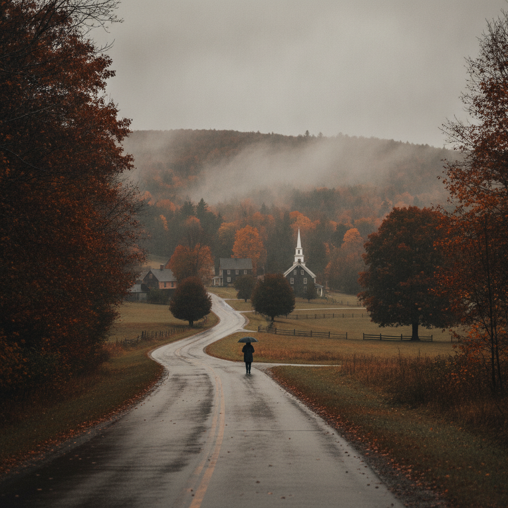 Overcast autumn skies and damp foliage highlight a cool Bennington County weather forecast.