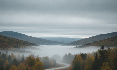Dense valley fog and gray, overcast skies shroud the hills during mild Bennington County weather.