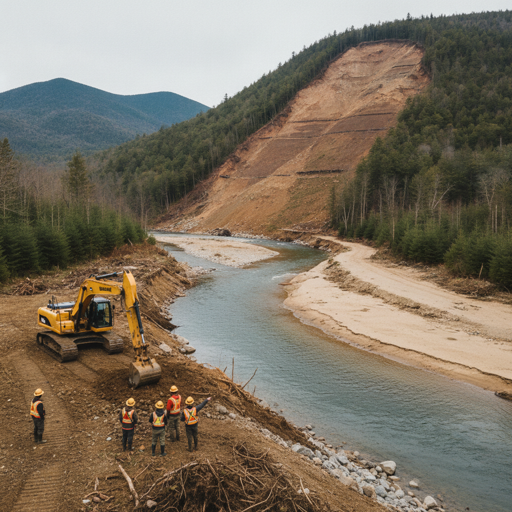 Conservation teams work on the Green River Restoration project in Sandgate, VT, addr — Green River Restoration Sandgate VT
