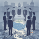 Illustration depicting a group of men around a ballot box with symbols of justice — criminal justice ballot measures 2026