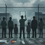 Group of people standing by a fence, looking at an immigrant detention facility — immigrant detention facility inspections