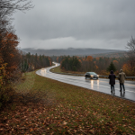 Overcast skies over an autumn landscape illustrating the Bennington County VT weather forecast.