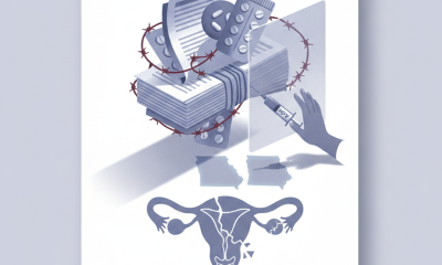 Illustration depicting abortion medication laws with pills, documents, and a hand, symbolizing reproductive healthcare res…