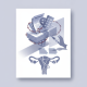 Illustration depicting abortion medication laws with pills, documents, and a hand, symbolizing reproductive healthcare res…