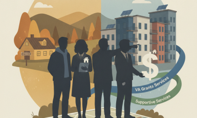 Illustration showing a group of people discussing housing solutions with a map, — VA Grants for Homeless Veterans Vermont