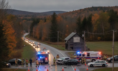 Emergency crews respond to a serious vehicle crash on Route 7A in Shaftsbury, VT, with roa — Route 7A Shaftsbury VT closed