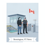 An illustration depicting a suspect in handcuffs being apprehended by a police officer at the — Ryan Ouimet Dorset Quarry