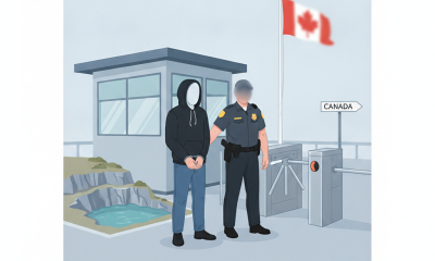 An illustration depicting a suspect in handcuffs being apprehended by a police officer at the — Ryan Ouimet Dorset Quarry