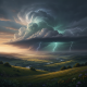 Dramatic thunderstorm clouds with lightning over a valley, indicating a seve — severe thunderstorm watch Bennington County