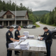 Two police officers reviewing documents at a table outside the Shaftsbury State — Shaftsbury State Police Excessive Speed