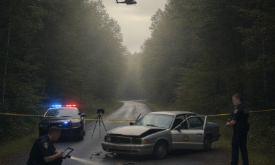 Vermont State Police cruiser lights active during a Shaftsbury VT hit and run road investigation.