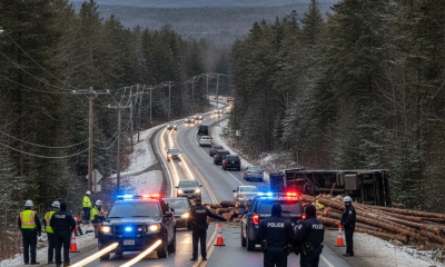 Police vehicles and officers managing traffic disruption on Route 9 in Woodford, Vermont, wi — Route 9 Woodford VT traffic