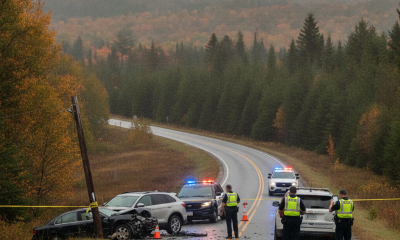 Vermont State Police officers investigating a motor vehicle crash on a rural road — Vermont State Police Shaftsbury crash