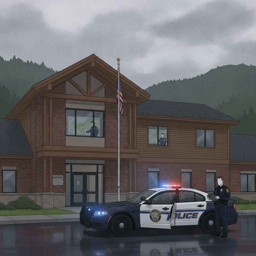 Vermont State Police vehicle parked outside the Shaftsbury Barracks with officer — Shaftsbury Barracks Negligent Operation