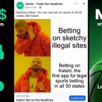 Kalshi platform logo and trading interface amid prediction markets lobbying debates