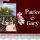 Wedding scrapbook-style graphic with a wheelchair user and partner at an outdoor ceremon — disability SSI marriage penalty