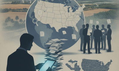 Silhouette of a man with a tablet in front of a globe and a group of people discussin — DHS noncitizen voter investigation