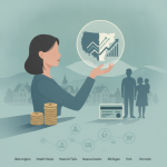 A woman holds a graphic showing rising health insurance costs, with coins and a fam — abortion bans health insurance costs