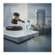 A gavel, legal documents, and state outlines of Vermont and Texas against a back — Supreme Court Trump Immigrant Detention