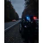 Two Vermont State Police officers in dark uniforms stand by a police vehicle wi — Vermont State Police Shaftsbury barracks