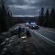 Vermont State Police investigating a DUI crash on a rural road, with a damaged — Vermont State Police Shaftsbury DUI crash