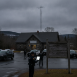 Vermont State Police officers outside the Shaftsbury Barracks during a manslau — Shaftsbury VSP manslaughter investigation