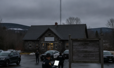 Vermont State Police officers outside the Shaftsbury Barracks during a manslau — Shaftsbury VSP manslaughter investigation